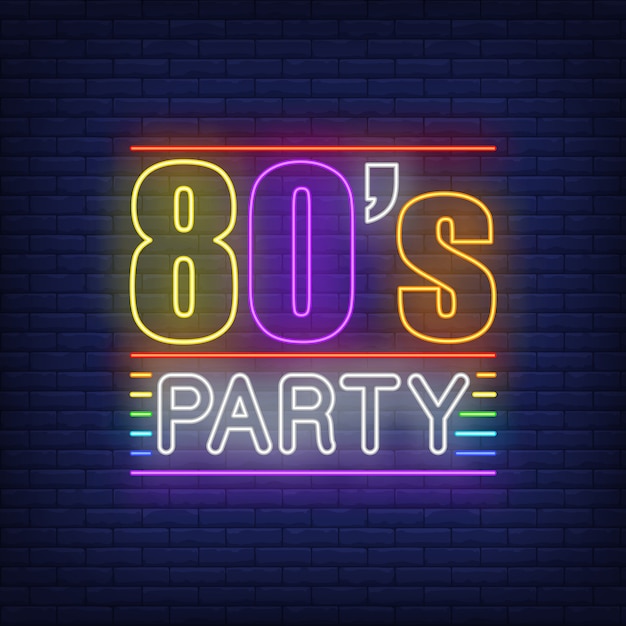 Eighties party neon lettering | Free Vector