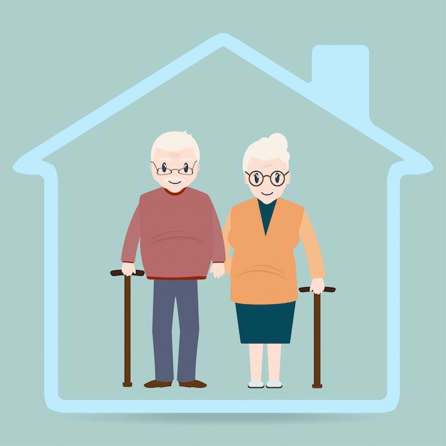 Download Premium Vector | Elderly and home icon, nursing home sign
