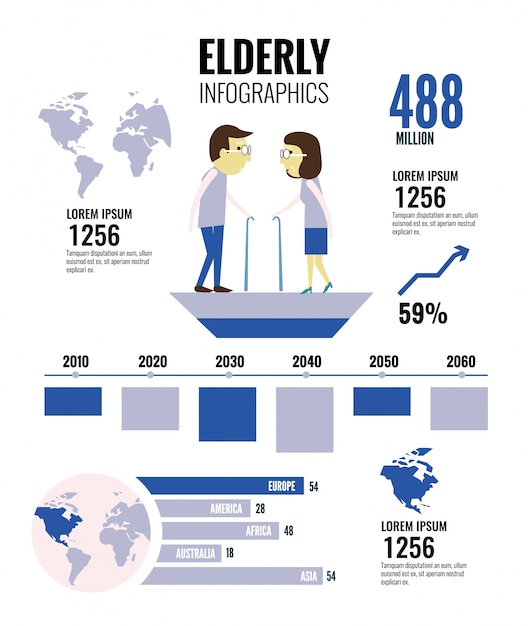 Premium Vector | Elderly Infographics. Flat Design Elements