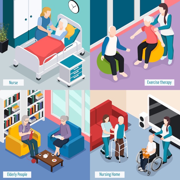 Download Elderly people nursing home accommodations concept with ...