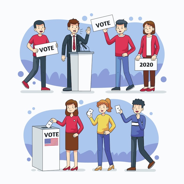 Premium Vector | Election campaign scenes set