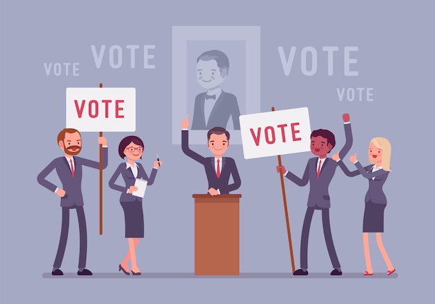 Premium Vector | Election campaign voting. politician or party ...