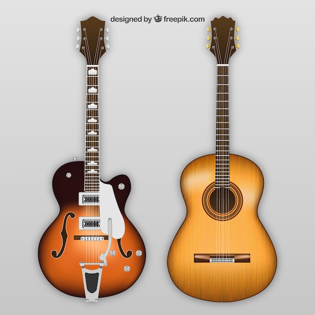 Download Free Vector | Electric and acoustic guitars