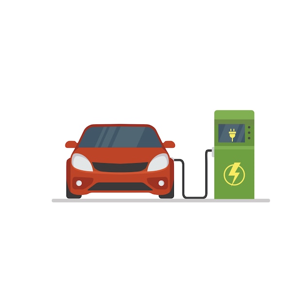 Premium Vector | Electric car charging station
