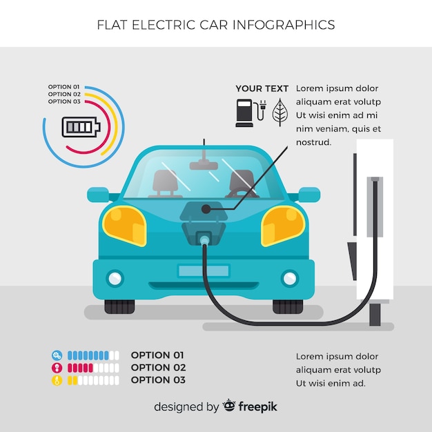 Electric Car Infographics Vector 