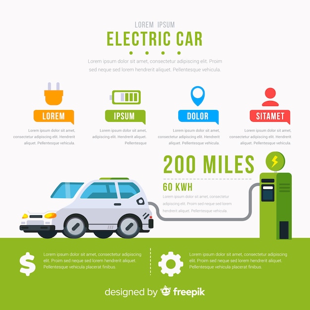Free Vector Electric car infographics