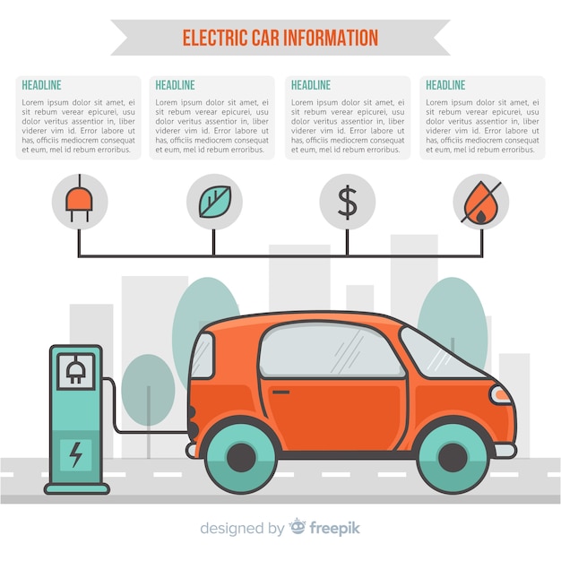 Free Vector Electric car information