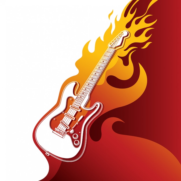 Premium Vector | Electric guitar on fire