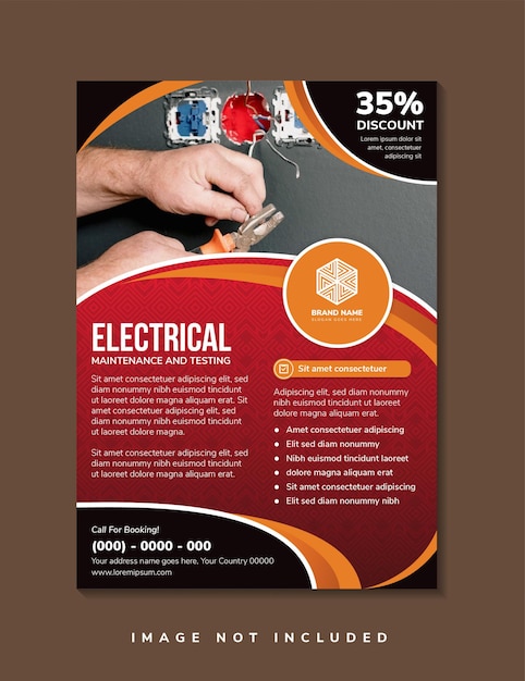  Electrical maintenance and testing flyer template design use vertical layout with red gradient Prem