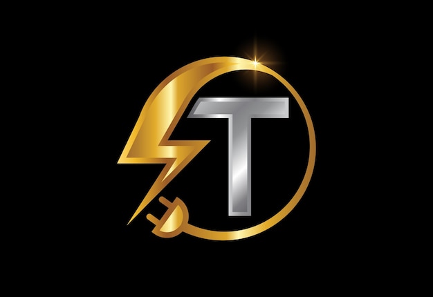  Electrical sign with the letter t, electricity logo, power energy logo, and icon vector design Prem