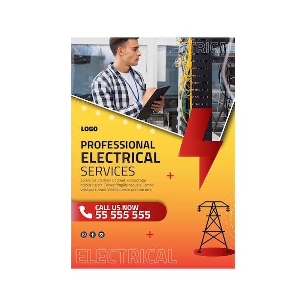 Free Vector  Electrician ad  flyer template