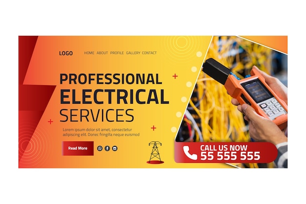 Free Vector | Electrician ad landing page template