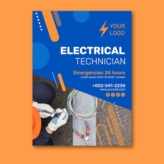 Free Vector | Electrician flyer v design