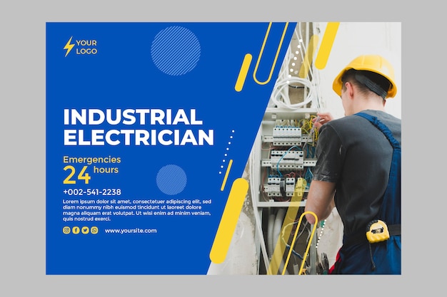 Free Vector | Electrician Horizontal Banner