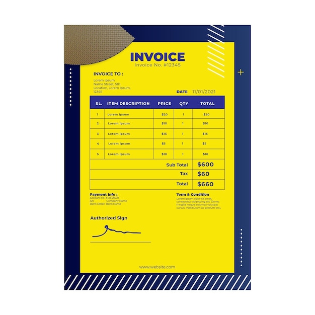 Free Vector Electrician Invoice Template