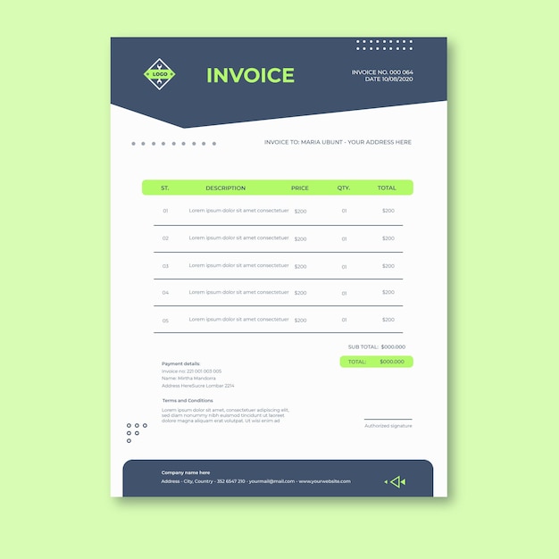 Free Vector Electrician Invoice Template