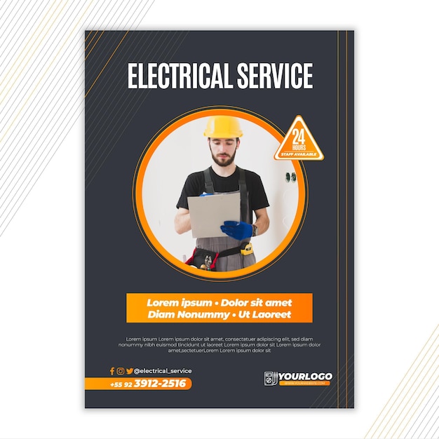 Free Vector Electrician poster template Free Vector Electrician poster template