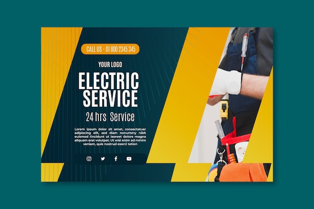 Free Vector | Electrician Service Banner Template