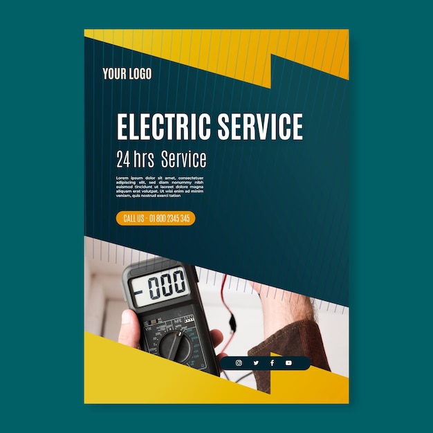 Free Vector Electrician service poster template Free Vector Electrician service poster template