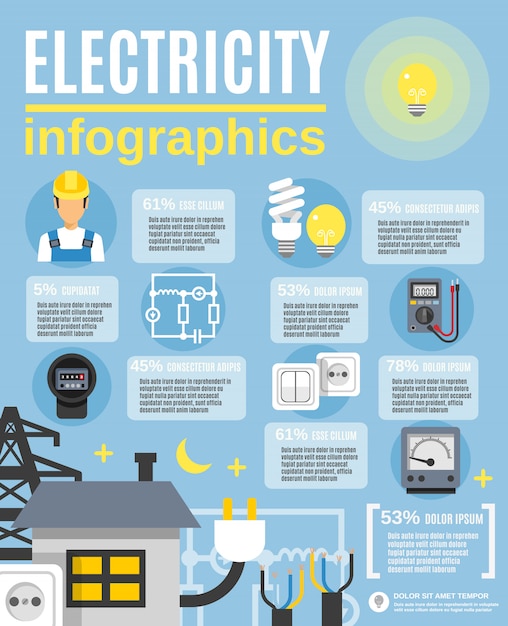 Free Vector | Electricity Infographic Set