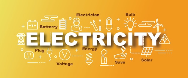 Electricity vector trendy banner | Premium Vector