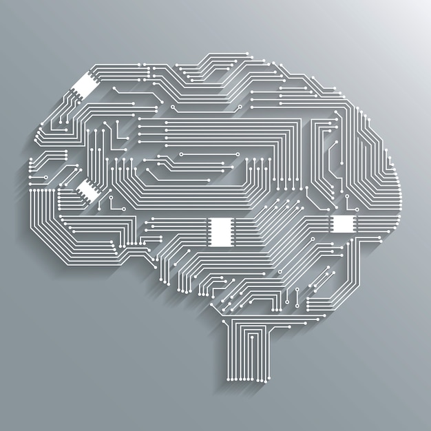 Free Vector | Electronic computer technology circuit board brain shape background or emblem isolated vector illustration