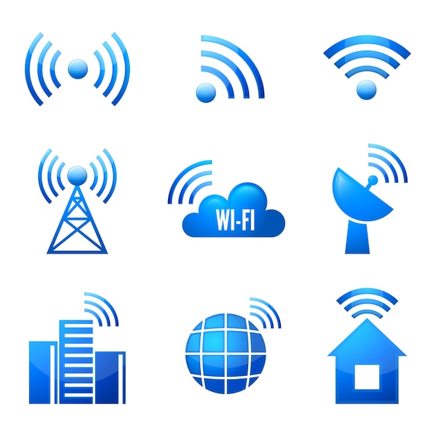 Electronic device wireless internet connection WiFi symbols glossy