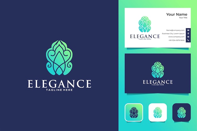  Elegance plant logo design and business card Premium Vector