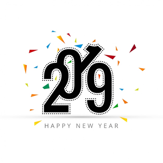 Elegant 2019 Happy New Year Card With White Background Vector