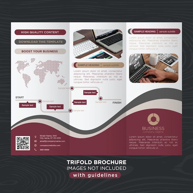 Elegant abstract curves design trifold brochure template | Premium Vector