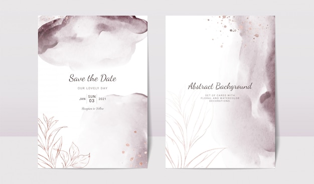 Premium Vector | Elegant abstract wedding invitation card template set ...