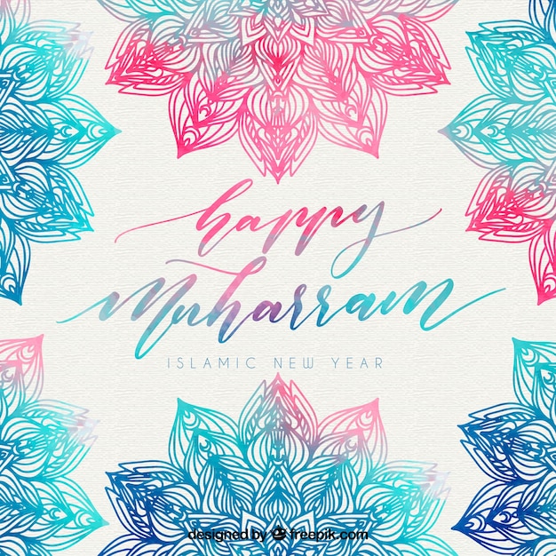 Free Vector | Elegant background of islamic new year watercolor