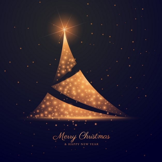 Elegant background of golden abstract christmas\
tree