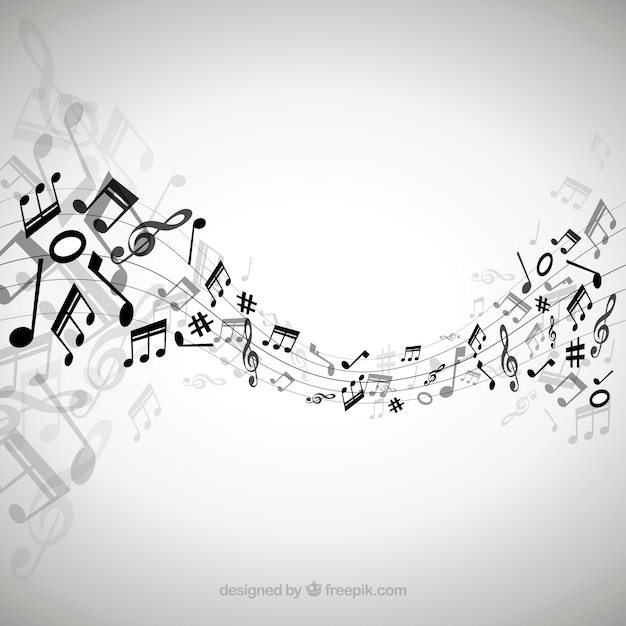 Elegant background with black musical notes | Free Vector