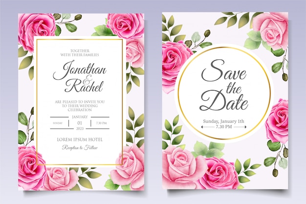 Premium Vector | Elegant and beautiful floral wedding invitation template