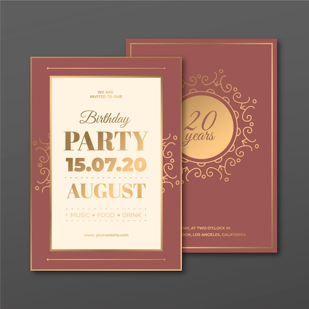Download Elegant birthday invitation template set | Free Vector