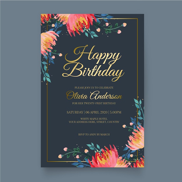 Free Vector Elegant birthday invitation template theme