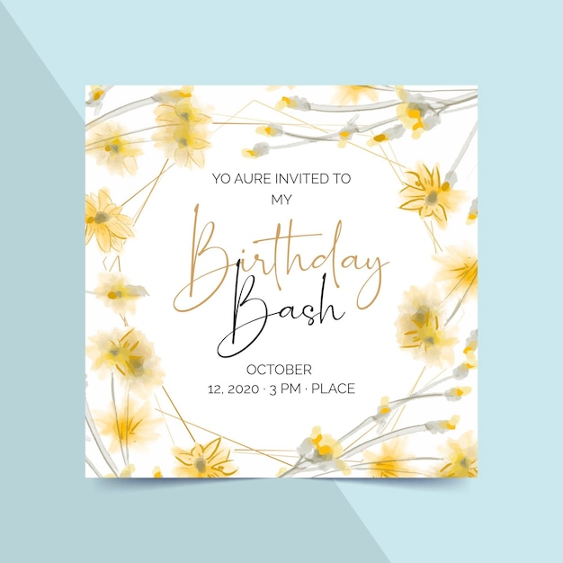 Download Elegant birthday invitation template with flowers | Free ...