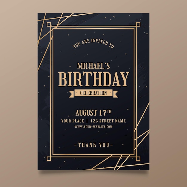 Elegant birthday invitation template Free Vector