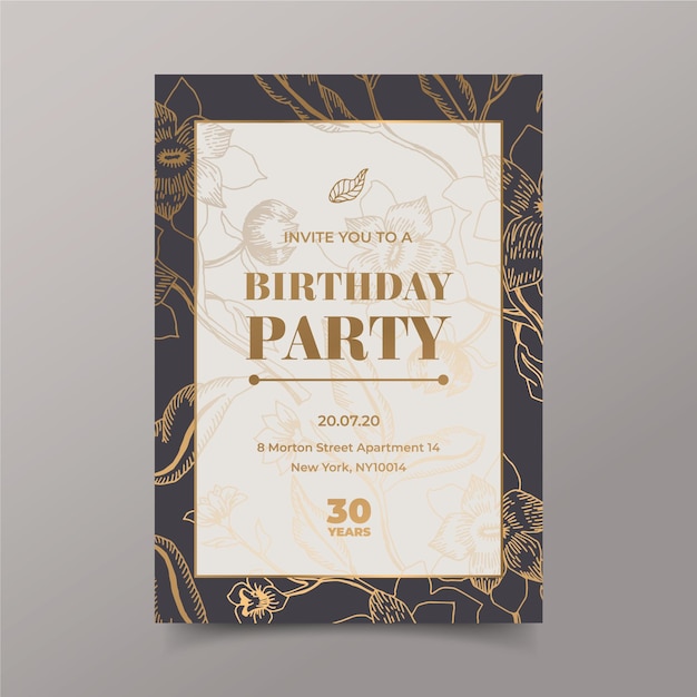 Elegant birthday party invitation template Free Vector