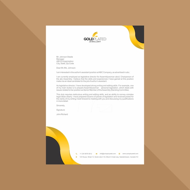 Premium Vector Elegant Black And Gold Letterhead 7340