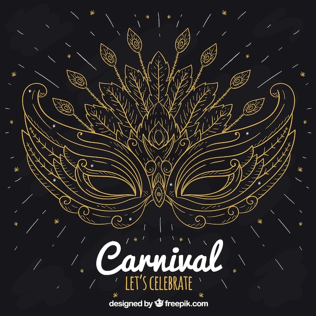 Elegant black and golden carnival background Free Vector