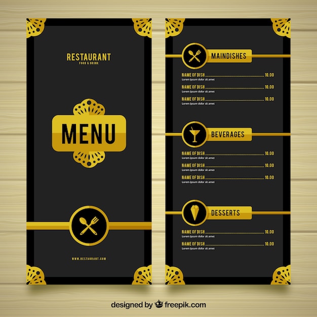 Elegant black and yellow menu template Vector | Free Download