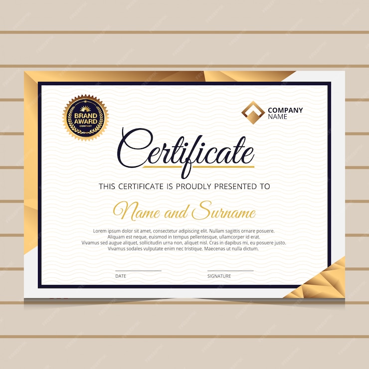 Premium Vector | Elegant blue gold diploma certificate template