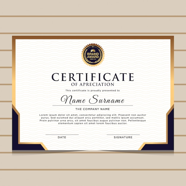 Premium Vector | Elegant blue gold diploma certificate template