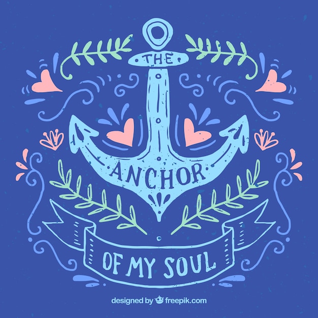 Free Vector | Elegant blue hand drawn anchor background