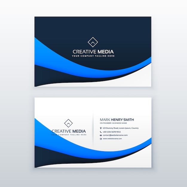 Elegant blue wave business card design