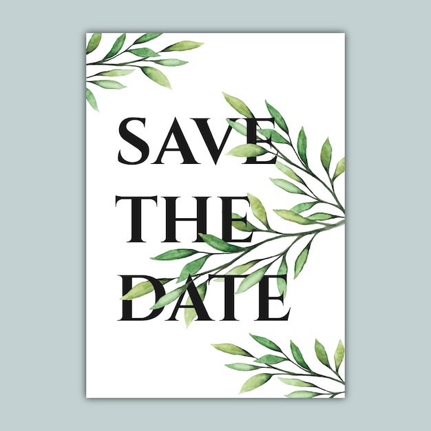 Elegant botanical save the date card with watercolor illustration Premium Vector Elegant botanical save the date card with watercolor illustration Premium Vector