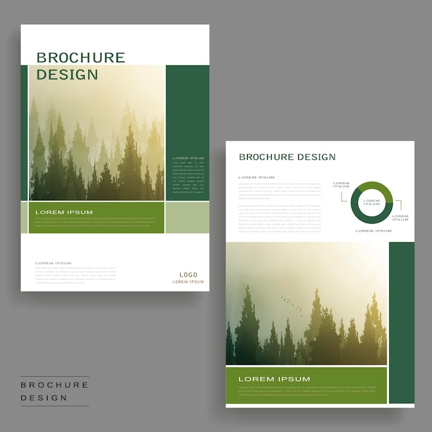 Premium Vector | Elegant brochure template design with foggy woodland ...