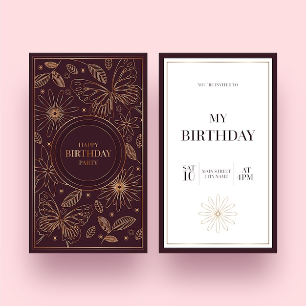 Download Elegant brown birthday card template | Free Vector